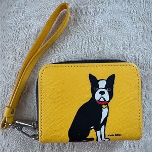 MARC TETRO BOSTON TERRIER FRENCH BULLDOG YELLOW SMALL ZIPPER WALLET